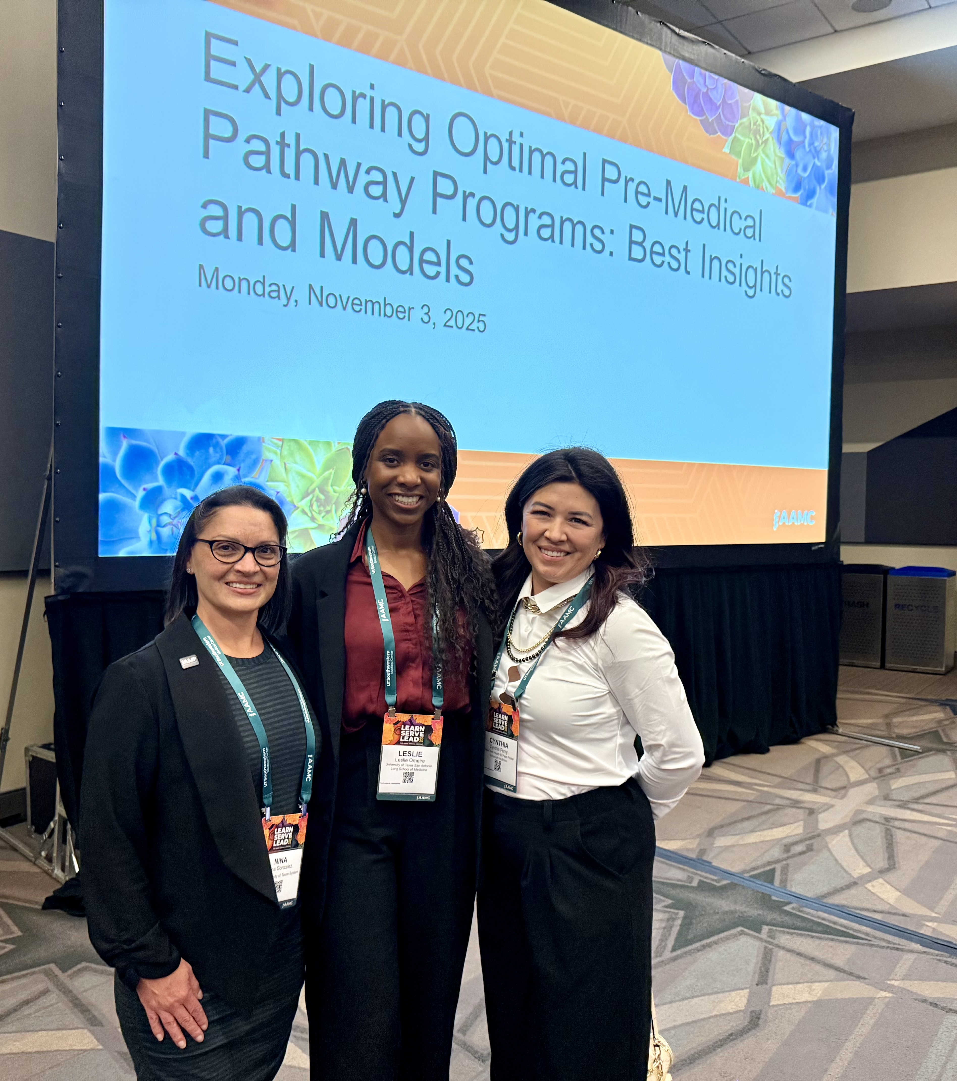 Texas JAMP Director Nina Gonzalez alongside Leslie Omeire and Dr. Cynthia Perry