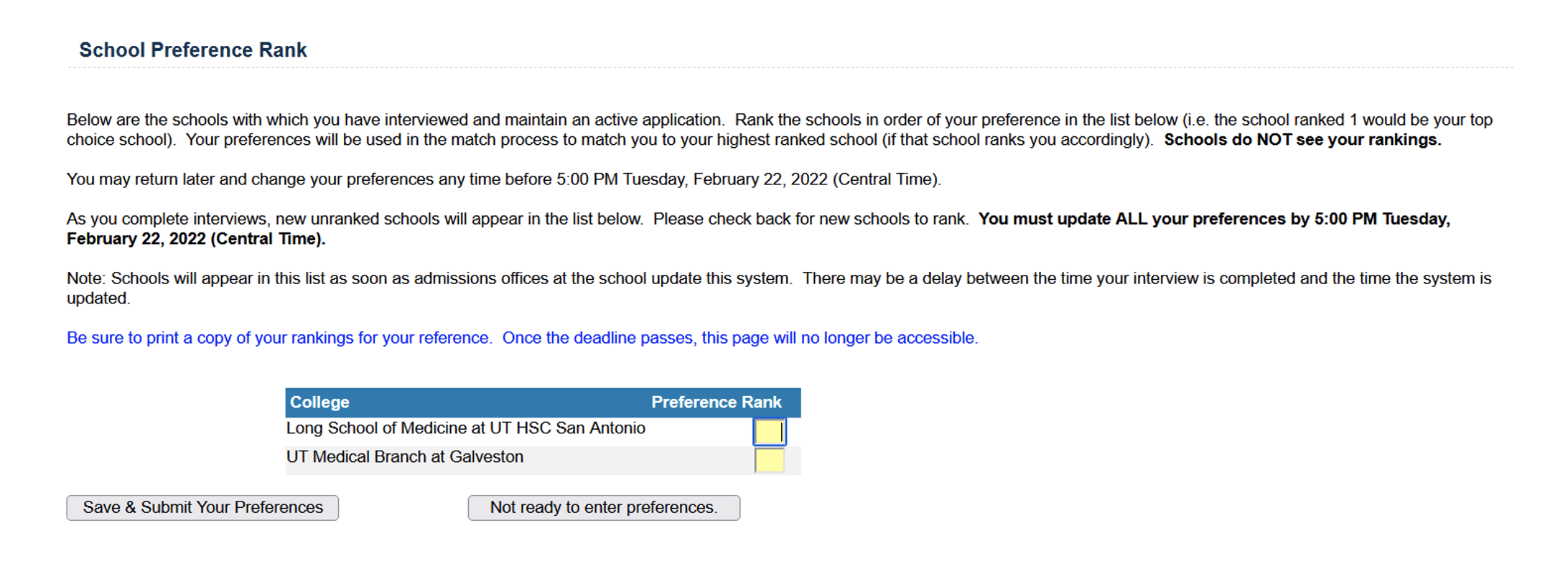 Schools will appear on your list as soon as their admissions offices update this system.